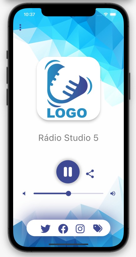 Mídia Central - modelo app de rádio