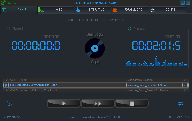 Mídia Central - Preview interface do programa de rádio